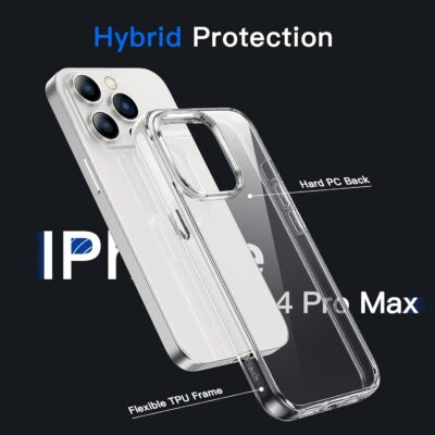 JETech Case for iPhone 14 Pro Max 6.7-Inch, Non-Yellowing Shockproof Phone Bumper Cover, Anti-Scratch Clear Back (Clear) - 이미지 3