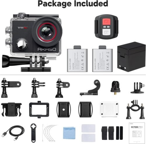 AKASO EK7000 Pro 4K30fps Action Camera with Touch Screen EIS 131ft Waterproof Underwater Camera Remote Control 5X Zoom with Helmet Accessories Kit (Standalone) - 이미지 9