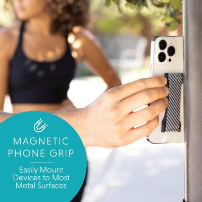LOVEHANDLE PRO Premium Phone Grip - Elastic Phone Strap - Magnetic Phone Mount and Kickstand for Smartphone and Tablet - Black - 이미지 6