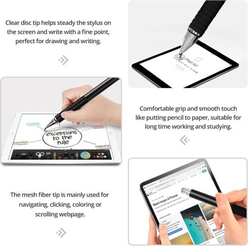 Capacitive Stylus Pen (4 Pack), Universal Stylist Pens 2 in 1 Precision Series Fine Point Disc Touch Screen for iPhone/iPad/Android/Tablet and All Screens - 이미지 4