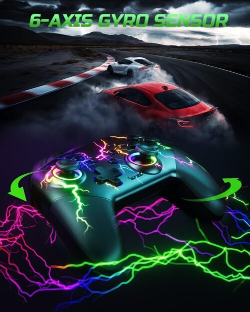 VOYEE Switch Controllers Compatible with Switch/Lite/OLED/PC Windows, 1000mAh Programmable RGB Lightning LED, Wireless Pro Controller with One Key Pairing/Wake Up/Turbo/Vibration - 이미지 7