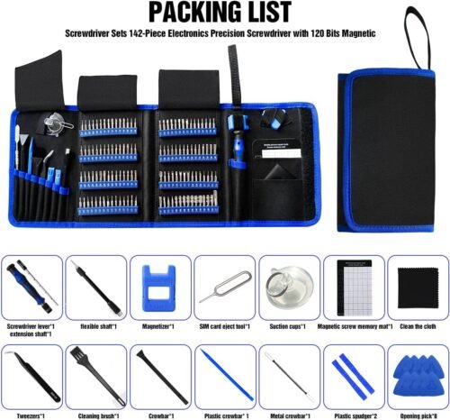 142 IN 1 Professional Computer Repair Tool Kit, Precision Screwdriver Set with 120 Bits Magnetic Repair Tool Kit for iPhone, MacBook, Computer, Laptop, PC, Tablet, PS4, Game Console, and Others - 이미지 8