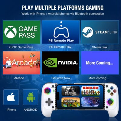 Mocagen Phone Controller for iPhone/Android Support Phone Case, Mobile Controller with Led Light, Upgraded Joysticks, Turbo, Thumb Grips Handheld Gaming Gamepad - 이미지 3