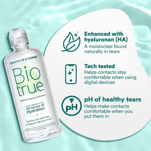 Biotrue Contact Lens Solution, Multi-Purpose Solution for Soft Contact Lenses, Lens Case Included, 2 FL OZ - 이미지 4