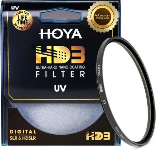 Hoya HD3 77mm UV Protector Filter - Re-Certified for 100MP+ Cameras with Ultra-Hard Nano Coating UV Filter - Stain Resistant, Smudge and Waterproof UV Lens Filter with Aluminum Frame