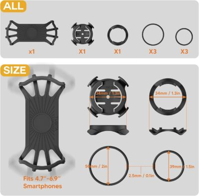 TUSITA 2 in 1 Bike Mount Quick Release, Quarter Turn Compatible with Garmin Edge GPS Computer, iPhone 14 13 12 Pro Max, Samsung Galaxy Note 20 S21 Ultra All 4.7"-6.9" Phones - Cycling Accessories - 이미지 7