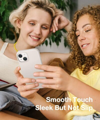 GONEZ Magnetic for iPhone 14 Case, Compatible with Magsafe, with Screen Protector + Camera Protector, Anti-Scratch Microfiber Lining, Liquid Silicone Shockproof Protective Phone Case, Stone - 이미지 8