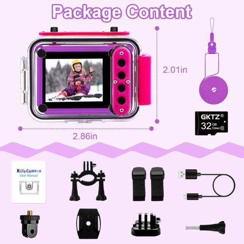 GKTZ Kids Camera - Waterproof Underwater Camera for Kids, Christmas Birthday Gifts for Girls Age 3-12, 1080P HD Children Digital Action Camera, Pool Toys for Kids Age 4-12 - 이미지 7