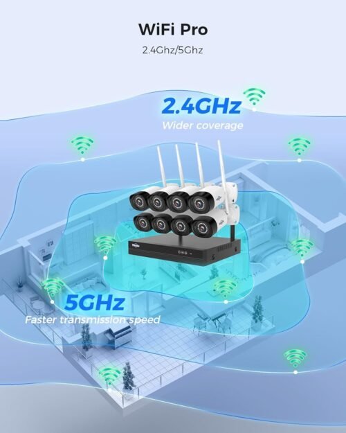 Hiseeu Wireless Security Camera System, 5MP WiFi Camera for Home Security, WiFi-Pro 8 Cam-Kit,16CH, 2-Way Audio, Color Night Vision, IP66 Waterproof, 3TB Storage, 24/7 Recording, No Monthly Fees - 이미지 6