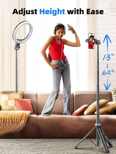 Kaiess 62" Tripod for iPhone, Selfie Stick Tripod & Phone Tripod Stand with Remote, Cell Phone Tripod for iPhone, Extendable Travel Tripod Compatible with iPhone 15/14/13 Pro Max/Android - 이미지 3