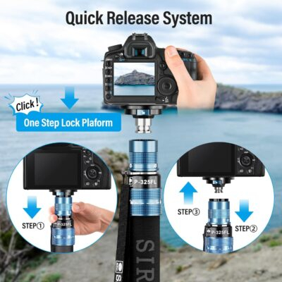 SIRUI P-325FL Carbon Fiber Monopod with Feet, 67” Professional Camera Monopod, Portable Lightweight Travel Monopod for DSLR Camera, Max Load 22lbs, Compatible with Sony Canon Nikon DSLR Camera - 이미지 2