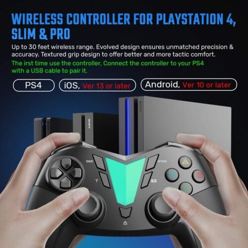 Mobile Game Controller Compatible with iPhone iPad(Ver.13 or Later, Only for MFi Games) / Android Smart Phone(Just for Ver.10) / PS4, ONE Pro Wireless Gaming Gamepad Joystick - Black - 이미지 2