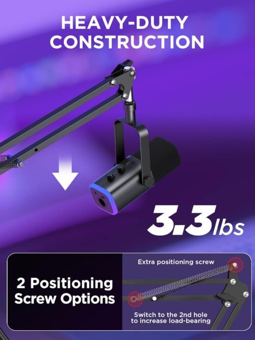 InnoGear Boom Arm Microphone Mic Stand for Blue Yeti HyperX QuadCast SoloCast Snowball Fifine Shure SM7B and other Mic, Medium - 이미지 2