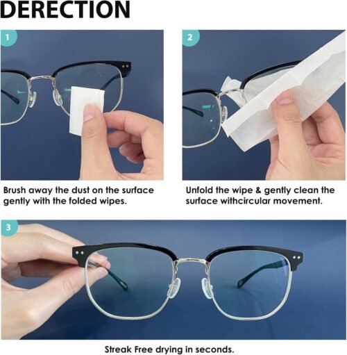 200 Count Lens Wipes for Eyeglasses, Eyeglass Lens Cleaning Wipes Pre-moistened Individually Wrapped Sracth-Free Streak-Free Eye Glasses Cleaner Wipes for Sunglass, Camera Lens, Goggles - 이미지 6