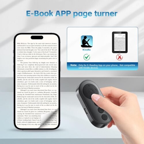 Wireless Camera Remote Control with Zoom/Switch for Photo and Vlogging Compatible with iOS & Android Smartphone, Bluetooth Video Scrolling for Tiktok, Rechargeable Page Turner for E-Book APPS - 이미지 3