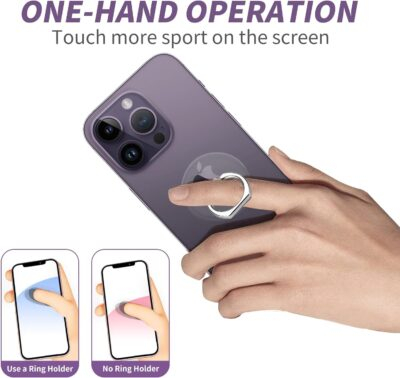 Cell Phone Ring Holder, Transparent Ring Holder 360°Rotation Finger Ring Stand, Clear Cell Phone Kickstand Compatible with Most of Phones, Tablet and Case, (2Silver+1Black+1Rose Gold) - 이미지 4