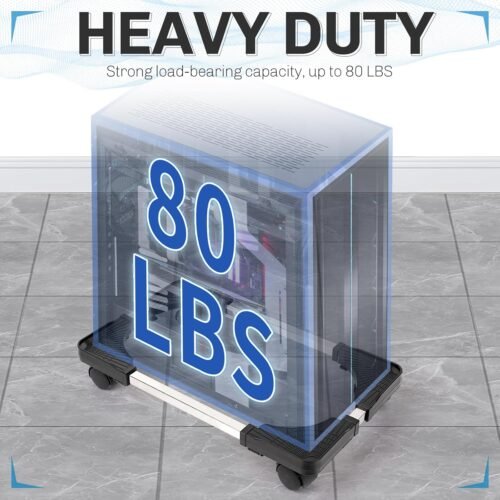 Liitrton Mobile CPU Stand Adjustable Computer Tower Stand with 4 Caster Wheels Fits Most PC (Black) - 이미지 5