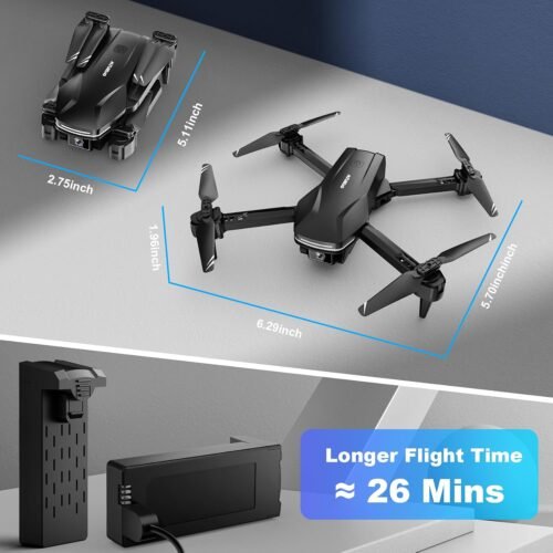 Drone with Camera 1080P HD FPV Foldable Drone for Beginners and Kids, Quadcopter with Voice Gesture Control with Carrying Case, One Key Take Off/Land, Optical Flow Positioning, 360° Flip, Waypoint Fly - 이미지 6