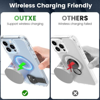 OUTXE 2 Pack Ultra-Thin Phone Kickstand, Universal Kickstand for Phone case Vertical/Horizontal Metal Rotatable Phone Stand for Desk for iPhone 15/14/13/12/11 Mini Plus Pro Max, Galaxy S24 - Black - 이미지 5