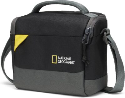 National Geographic Shoulder Bag Small, Camera Bag for DSLR and Mirrorless with Lens, and Accessories, Batteries, Cables, Adjustable Strap, Ultra-Lightweight, NG E1 2360, Black [Amazon Exclusive]