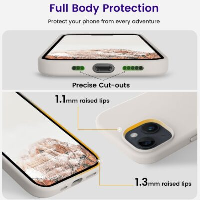 OTOFLY Compatible with iPhone 15 Case, Silicone Shockproof Slim Thin Phone Case for iPhone 15 (6.1 inch), (Stone) - 이미지 4
