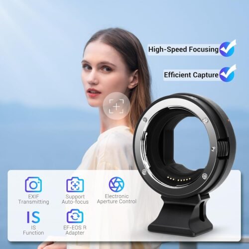 JJC EF-EOS R Metal Auto Focus Lens Mount Adapter Converter for Canon EF EF-S Lens to Canon EOS R1 R50 V R50V R50 R100 R5 R6 Mark II R RP R3 R7 R8 R10 RF Mount Camera,with 1/4"-20 & Arca Tripod Foot - 이미지 5