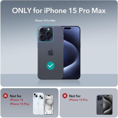 ESR for iPhone 15 Pro Max Case, Metal Kickstand Case, 3 Stand Modes, Military-Grade Drop Protection, Supports Wireless Charging, Slim Back Cover with Patented Kickstand, Boost Series, Clear - 이미지 2