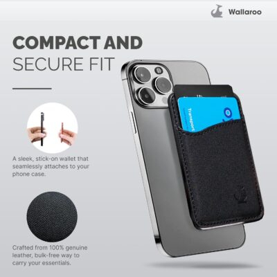 Wallaroo Premium Leather Cell Phone Wallet Stick On - Android and iPhone Wallet and Card Holder for Women and Men - Durable with Non-Slip Lining Secures Up to 3 Cards - 이미지 8