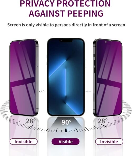 2 Pack Privacy Screen Protector for iPhone 14 Pro Max Tempered Glass for 14 ProMax 6.7inch Private Saver Anti-Spy Anti-Blue Light Eye Protection Anti-Scratch Full Coverage - 이미지 4