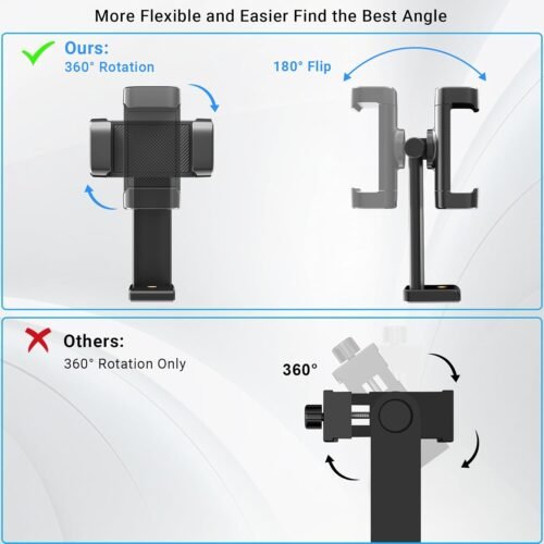 Phone Tripod Mount with 1/4" Screw Thread, 360° Rotate 180° Tilt Phone Holder Replacement with Cold Shoe, Versatile Mount Adapter for iPhone, Tripod, Selfie Stick, Camera Stand - 이미지 2