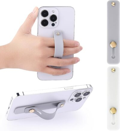2Pcs Phone Loop Finger Holder, Silicone Phone Grip Phone Finger Strap Stand Universal Portable Finger Kickstand for Most Smartphones (2pcs-Grey/White) - 이미지 4