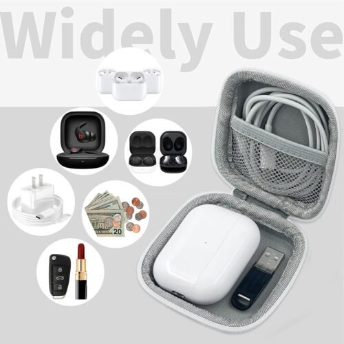 Square Earbud Case Headphone Organizer Ear Bud Case Portable EVA Carrying Box Storage Bag with Carabiner for AirPods Beats Bose Galaxy Buds 3 Data Cable Storage (Blooming Floral) - 이미지 7