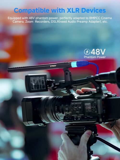 SYNCO D2 XLR Shotgun Microphone, Hypercardioid Condenser Mic for Camcorder, DSLR, Audio & Video Recording, Professional Directional Mic with XLR Output - 이미지 2