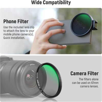 NEEWER CPL Filter for Phone, 67mm Camera Lens Polarizing Filter with Metal Cold Shoe Phone Clip Compatible with iPhone 16 15 Pro Max Plus 14 13 Pro Max Mini 12 11 X XS Max Samsung Galaxy, FL-27 - 이미지 6