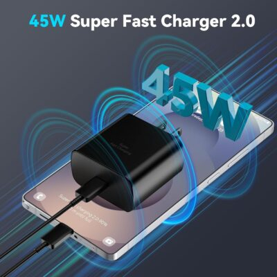 45W Super Fast Charger USB C Android Phone Charger Type C Charger Fast Charging Block with 6.6FT C Charger Cord for Samsung Galaxy S25/S25 Ultra/S25+/S24 Ultra/S24/S24+/S23/S22/S21/S20/Note20/Note 10 - 이미지 2