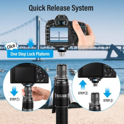 SIRUI SVM-145 Rapid Monopod with Feet, 57” Professional Carbon Fiber Camera Monopod, One-Step Rapid Height Adjustment, Modular 3 in 1, Max Load 22lbs - 이미지 3