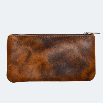 Vintage Leather Pencil Case Pouch, Pen Pouch for Work & University, for Men,Women/Leather Pencil Cases for Adults Perfect for Office/Tool Pouch Zipper Bag, Small Tool Bag