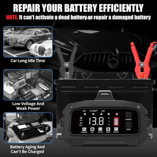 E-FAST 25A Multifunctional Battery Charger: The Ultimate Solution for Cars, Trucks, and More! - Image 5