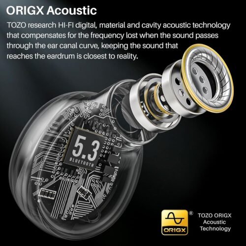 TOZO T6 True Wireless Earbuds Bluetooth 5.3 Headphones 50H Long Playtime, Wireless Charging Case, IPX8 Waterproof Stereo Earphones, Built-in Mic Calls, Headset Premium Deep Bass 32 Preset EQs via APP - 이미지 3