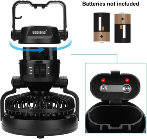 Odoland Portable LED Camping Lantern with Ceiling Fan - Hurricane Emergency - 이미지 6