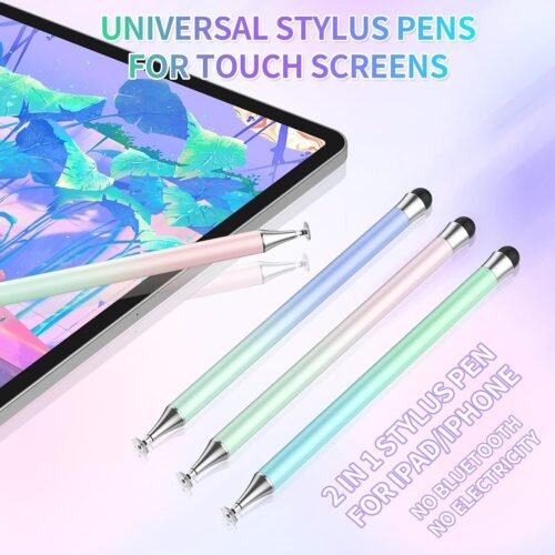 Stylus Pen for Touchscreen (4Pcs), 2 in 1 Stylus Pen for iPad, High Precision and Sensitivity Rubber Tips and Disc Compatible with iPad/iPhone/Android Tablets and All Touch Screens Devices (Light) - 이미지 2