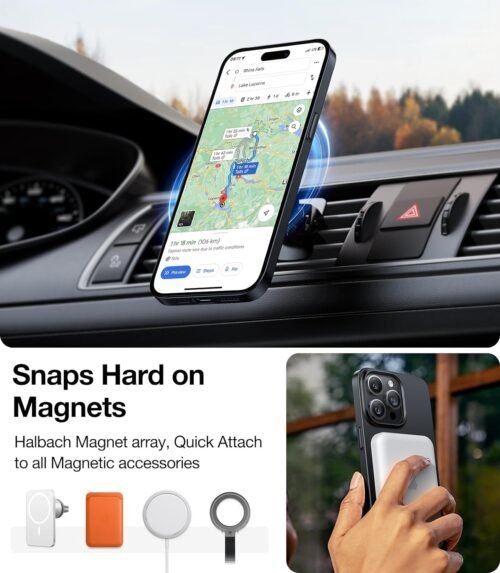 TORRAS Magnetic Slim-Fit for iPhone 15 Pro Max Case, Ultra-Thin 15 ProMax Phone Case Compatible with MagSafe, Lightweight Anti-Scratch Matte Hard for iPhone 15 ProMax Case 6.7 inch OriginFit, Black - 이미지 9