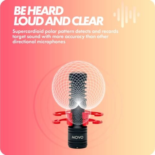Movo VXR10-PRO External Video Microphone for Camera with Rycote Lyre Shock Mount - Compact Shotgun Mic and Accessories Compatible with Smartphones and DSLR Cameras - Battery-Free DSLR Microphone - 이미지 7