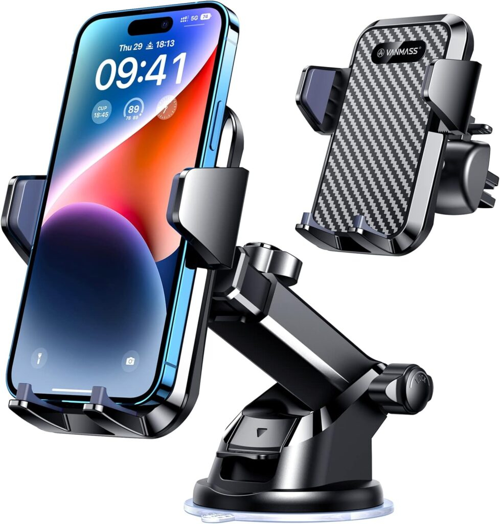 VANMASS 85+LBS Strongest Suction & Military-Grade 2025 Ultimate Car Phone MountPatent & Safety Certs Cell Phone Holder Truck Stand for Dashboard Windshield Vent for iPhone 16 15 Pro Max 14 Samsung