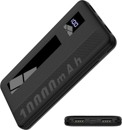 Dbasne Portable Charger, 10000mAh Ultral Slim Power Bank 3A Fast Charging, LED Display Phone Battery Pack Compatible with iPhone 16 15 14 13 Pro Plus Max Smartphone Android Tablet etc