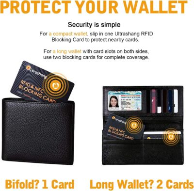 Ultrashang 2Pcs RFID Blocking Card, Fuss-free Protection for Entire Wallet Shield, Credit Card Protector NFC Bank Debit Blocker, Identity Theft Prevention for Passport Travel Security (Ver. 2.0) - 이미지 2