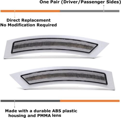 iJDMTOY White/Clear Lens Front Bumper Side Markers Compatible With 2007-2012 BMW E92/E93 3 Series Coupe 328i 335i, Replace OEM Amber Reflector Assy - 이미지 2