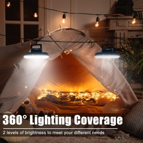 Portable Camping Fan with LED Lantern XTAUTO USB Rechargeable Waterproof Tent Fan with Hanging Hook Magnet Survival Kits for Indoor Outdoor Hiking Car Office Desk Outdoor Emergency Power Outage 2-pack - 이미지 3