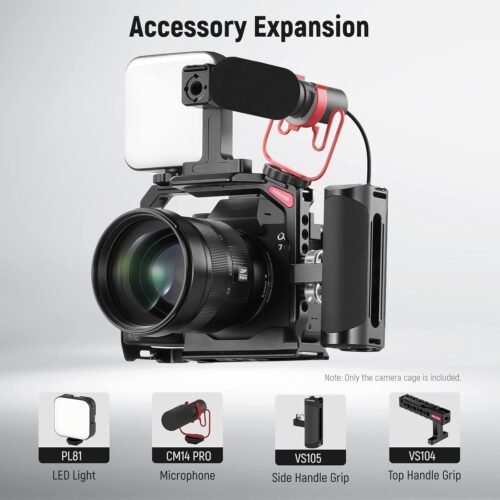 NEEWER Full Camera Cage Compatible with Sony a7R V/a7R IV/a7 IV/a7S III/a1, Aluminum Video Camera Rig with Full Access/Arca Type QR Base for Quick Switch, Compatible with DJI RS Stabilizers, CA004 - 이미지 5