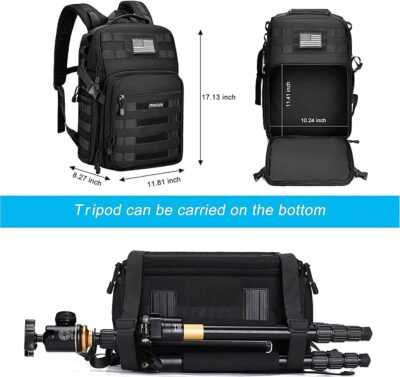 MOSISO Camera Backpack, DSLR/SLR/Mirrorless Tactical Camera Bag Case with Laptop Compartment Compatible with Canon/Nikon/Sony, Black - 이미지 4